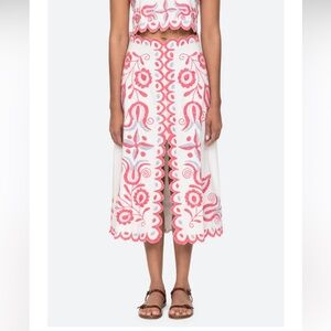 Sea New York- Eevi Embroidered Twill Midi Skirt